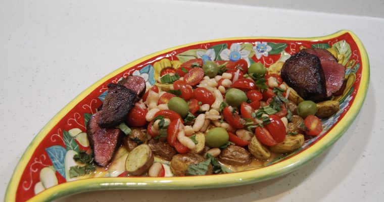 Roasted Potatoes with Tomato and Cannellini Bean Salad