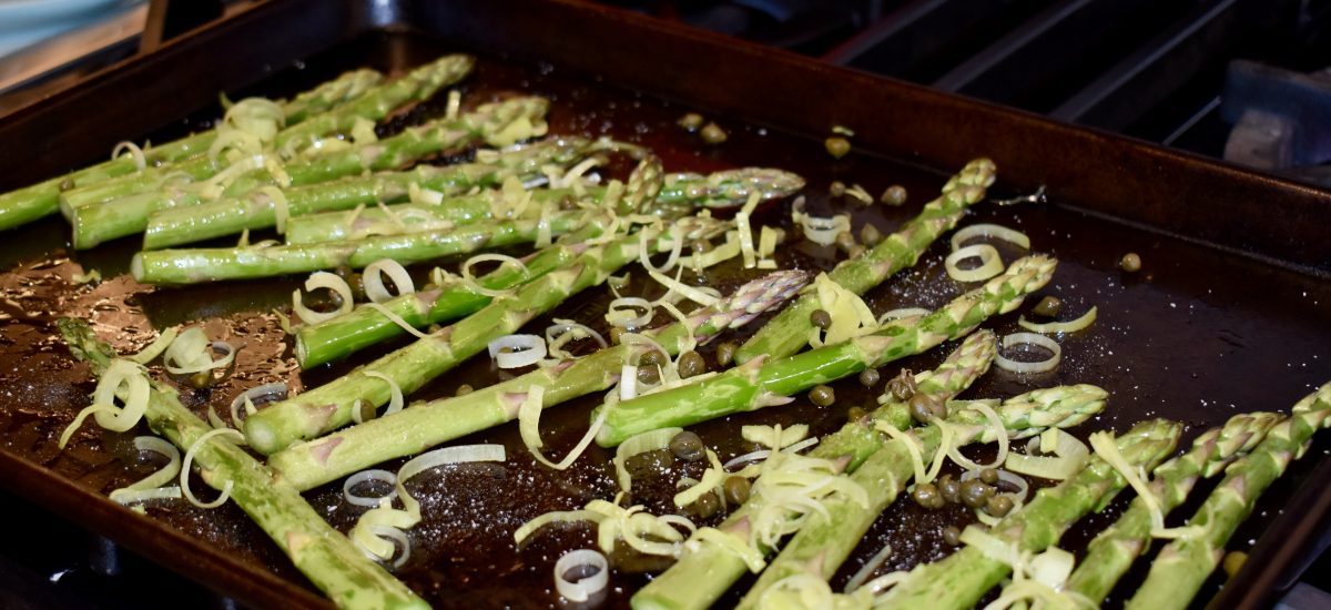 Roasted Asparagus with Crispy Leeks and Capers