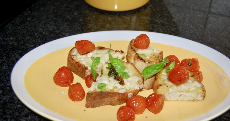 Slow Roasted Cherry Tomatoes and Parmesan Toast
