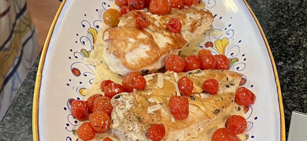 Creamed Chicken with Slow Roasted Tomatoes