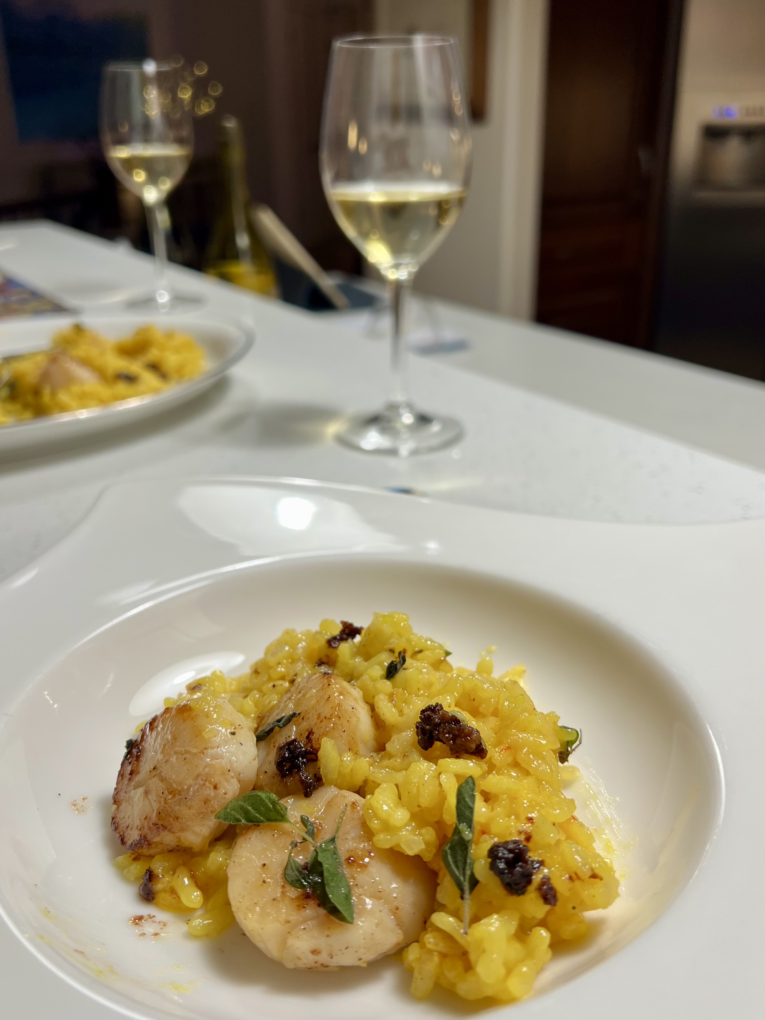 Risotto with Oregano and Brown Butter Scallops